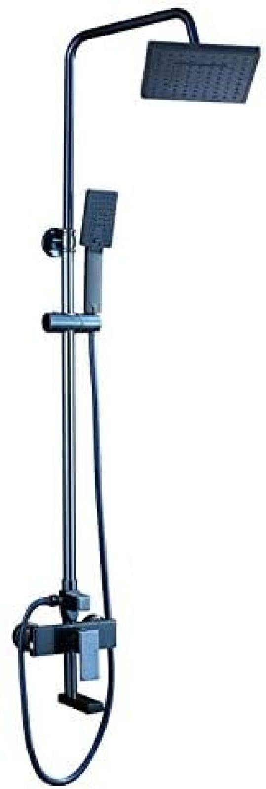 Robinet de douche mitigeur effet pluie aluminium spatial bleu pour colonne de salle de bain