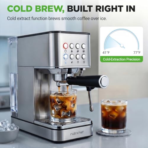 NutriChef 20-Bar Espresso Maker With Milk Frother - image 4