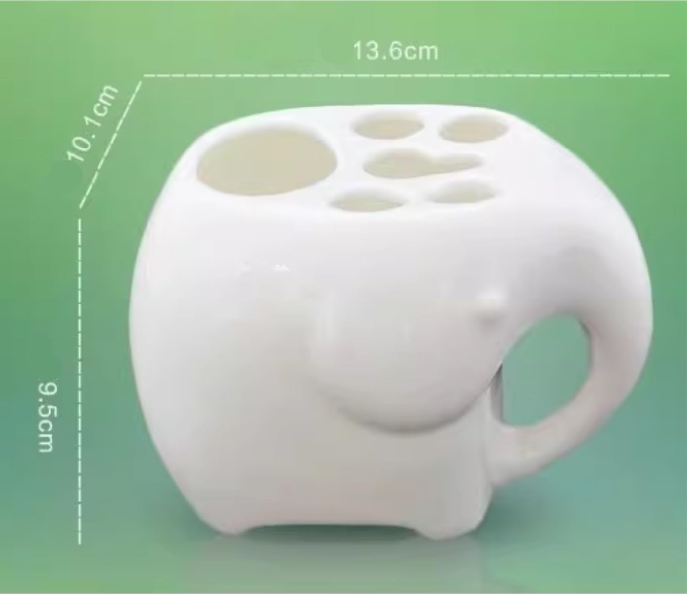Porta Spazzolino Decorazione, Portaspazzolino In Ceramica A Forma Di Elefante Con Ripiano Del Bagno Foro Scarico Multifunzione Moderno(4-hole)