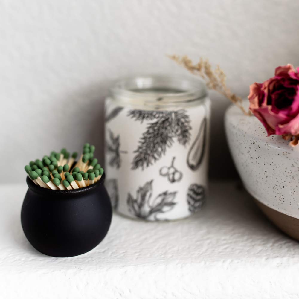 V JANE DESIGN Ceramic Match Striker, Black Matchstick Holder with