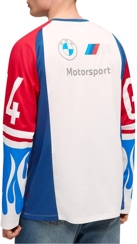 PUMA Mens BMW M Motorsport Graphic Crew Neck Long Sleeve Casual Tops Casual - Blue - Image 4