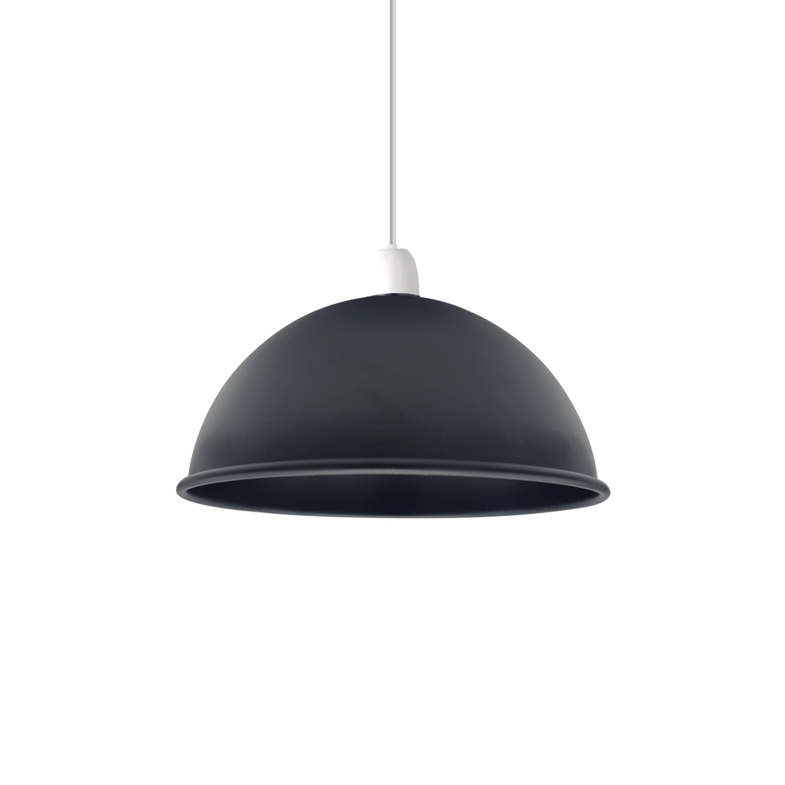 LEDSone Industrial Ceiling Light Shades,30cm Easy Fit Retro Metal Dome Pendant Light Lampshade for Bedroom, Kitchen (Free Reducer Plate) (Black)