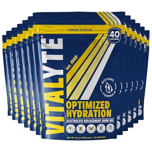 Vitalyte Electrolyte Powder Drink Mix, Isotonic Electrolyte Hydration Mix, Bulk Case Pack (12 Pack, Lemon)