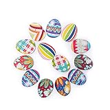 100 pcs Wooden Easter Eggs Buttons Easter Egg Buttons Mixed Color with 2 Holes for DIY, Sewing,...