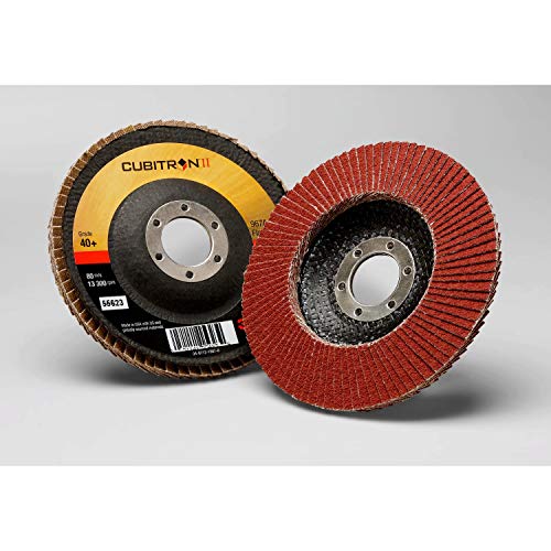 3M Cubitron II Flap Disc 967A - 40+ Grit Ceramic Precision Shaped Grain - Type 29 Angle Grinder Disc - Metal Grinding - 4.5