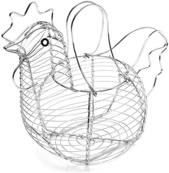 Chicken Shaped Egg Holder Metal Wire Fruit Basket Table Top Snacks Organizer Kitchen Gadget