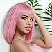XiXiYang Short Bob Wig for Women，Party Wigs Wig Cap Stunning Pink Wig for Black Women with Blonde Highlights - Synthetic Straight Wig for Daily Halloween(red)