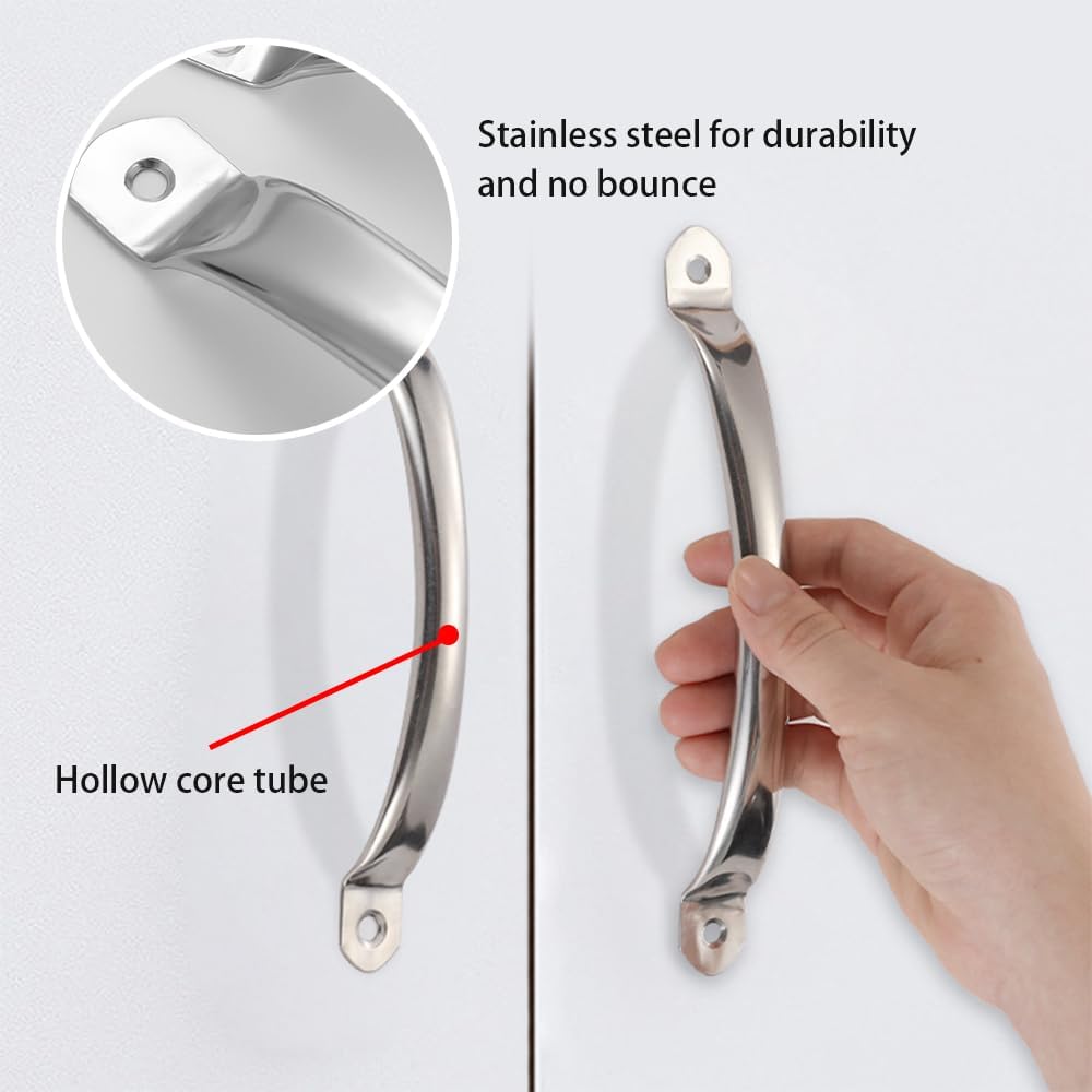 16 Pcs Stainless Steel Drawer Pulls, Cabinet Handles, Door Knob Handles, Curved Handle, with Screws,for Kitchen,Wardrobe,Drawer,Bathroom,Bedroom(Silver)