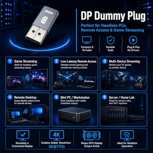 DP Dummy Plug Display Emulator DisplayPort Virtual 4K miniatura 7