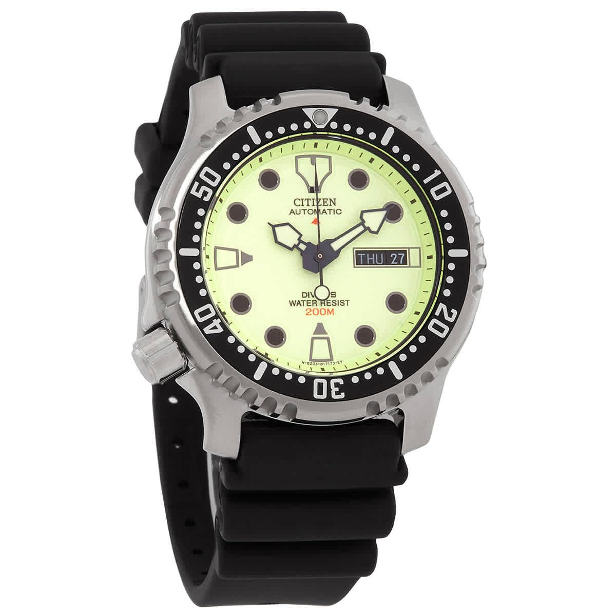 CITIZEN シチズン PROMASTER プロマスター NY0040-09W 自動巻き ダイバーズウォッチ 200m防水 メンズ腕時計 全面蓄光 ウレタンバンド 日本未発売モデル [並行輸入品]