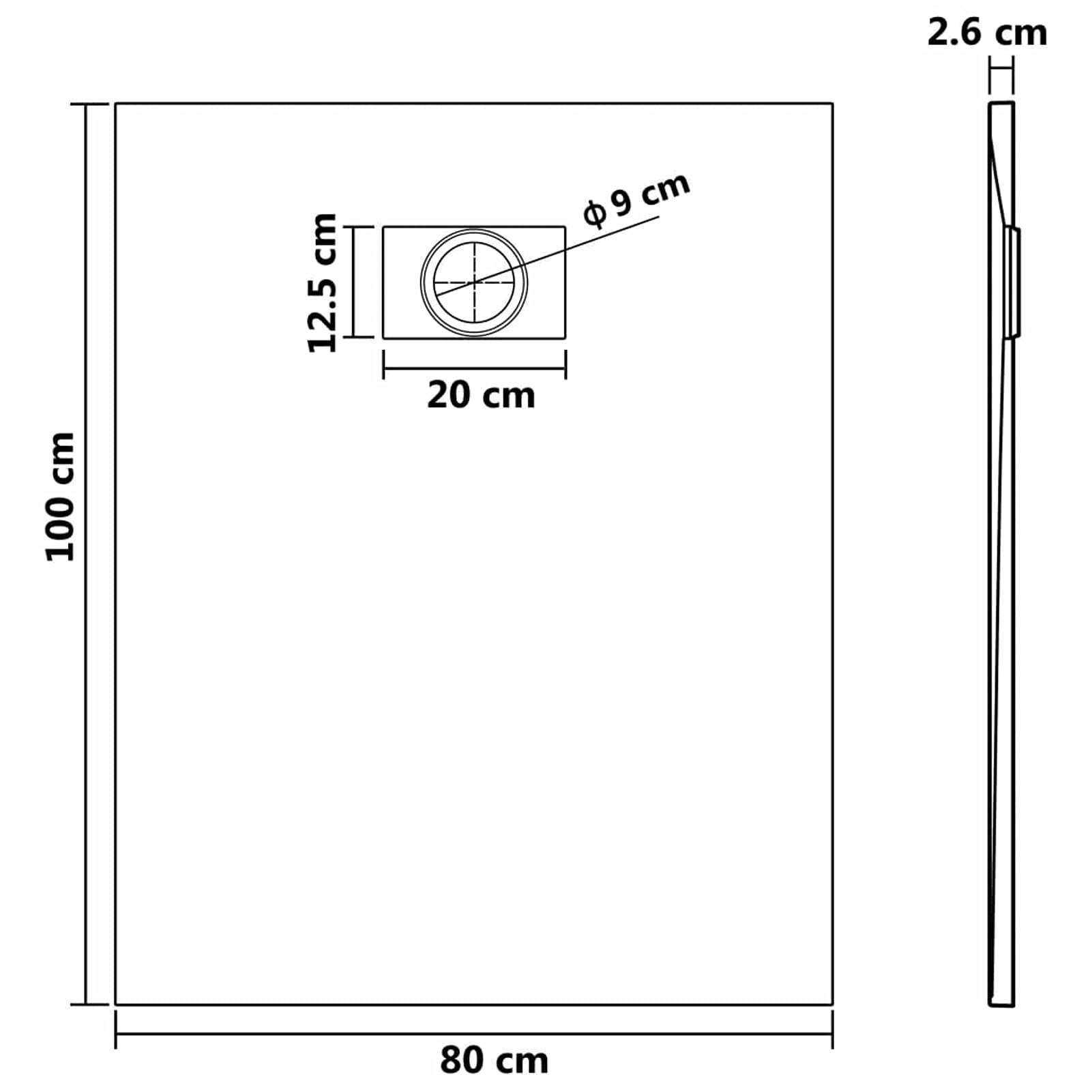 Plato de Ducha Gris 100x80 cm Plato Duchas Mampara De Ducha Abatible