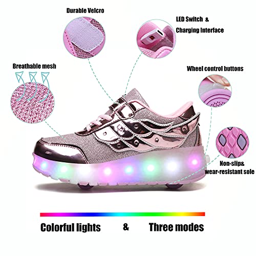 Nsasy Roller Shoes USB Charge Girls Boys Sneakers with Wheels LED Roller Skates Shoes