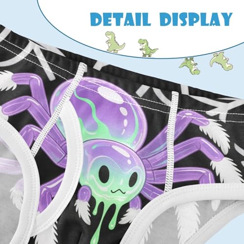visesunny Boys Cotton Underwear Purple Spider Halloween Printed Toddler Soft Training Briefs Size 2T-8Y for Kids4