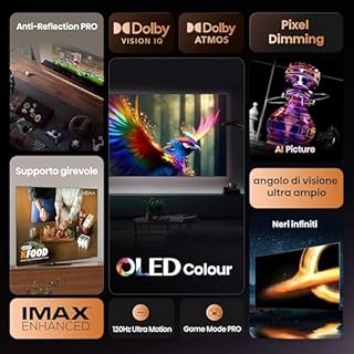 Hisense Smart TV OLED 65" 4K 65A8DQ, Smart TV VIDAA con 1000+APP, Dolby Vision IQ, HDR 10+ Adaptive, 120Hz Game Mode PRO, Audio Dolby Atmos
