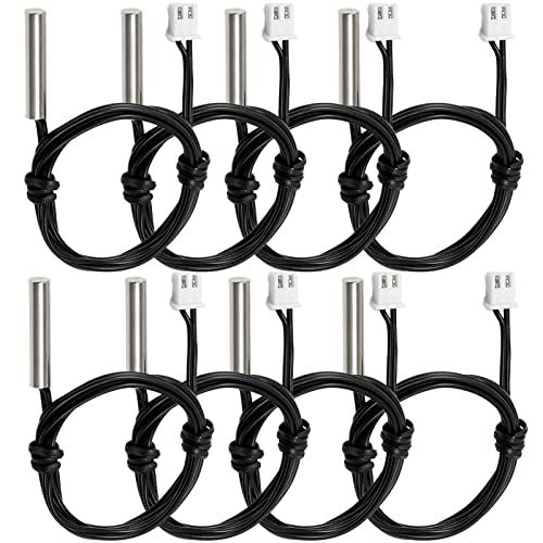 8 Stück NTC Thermistor 10K ohm Temperatursensor Sonde, Fajoeda Edelstahl NTC 10K B3950 1% mit 1m Kabel Digital Thermal Verlängerungskabel