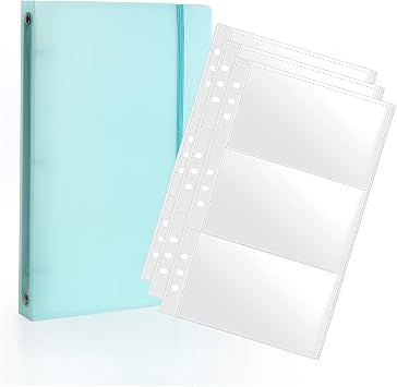35 index card Binder organizer with 3-Pocket Double-Sided Sleeves, Index card holder box folder for recipes Flashcards, portable notecards case storage