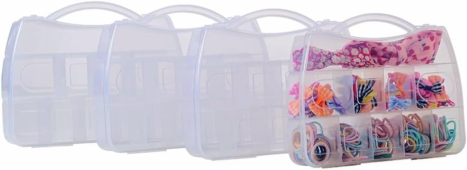 4 Pack Fixed 10 Grids Small Clear Plastic Storage Case with Handle, Mini Cute Organizer Box for Gift Giving, Birthday, Event, Party, Jewelry, Ornaments, Craft Supplies, DIY Accessories