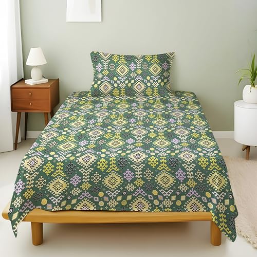 Image of Weave & Decor Cotton Bedsheet for Single Bed 90x60 Inches Soft and Breathable, Includes 1 Pillow Cover 20x30 Inches