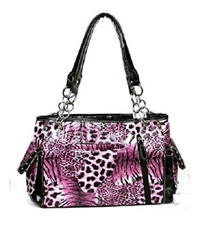 Western Cross Leopard Handbag Rhinestone Pocket Purse With Matching Wallet (PURPLE)3