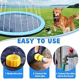 Bamda Hundepool 170cm/66.9in Hundeplanschbecken mit Antirutschfunktion, 0.6mm Verdickt Wassermatte Hund Faltbarer Langlebig Splash Pad für Sommer Hinterh Garten für Große & Kleine & Mittelgroßer Hunde