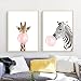Nordic Ideas 3 Laminas Animales Elefante Jirafa Cebra Chicle Rosa Pósteres Decorativas...