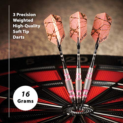 Fat Cat Realtree APC Pink Camo Soft Tip Darts with Storage/Travel Case, 16 Grams
