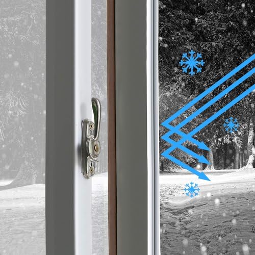 Image of ANOXA Door Seal D-Type Strip Weather Stripping Self Adhesive Foam for Doors and Windows, Soundproofing Weatherstrip Gap Collision Avoidance (Brown)