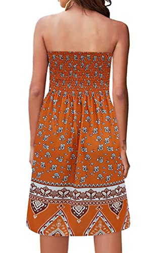 Image of Zyyfly Strapless Dress for Women Summer Beach Boho Smocked Tube Top Dress