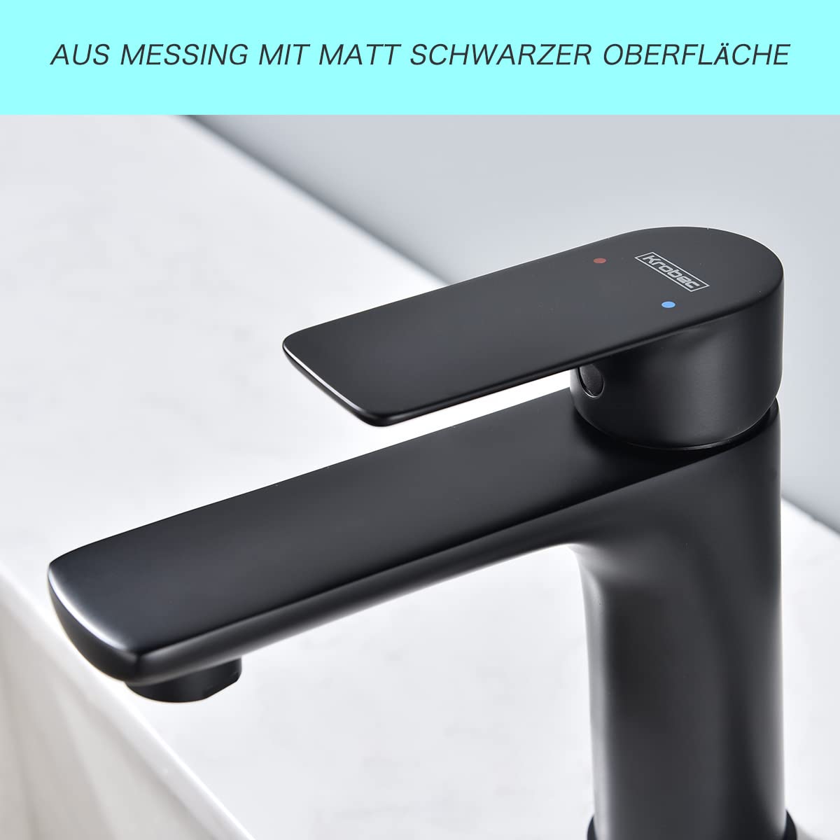 Korec Grifo de baño,Grifo de Lavabo,Grifo Monomando de Lavabo, Grifo Monomando Lavabo,Grifo Lavabo,Núcleo de válvula de latón y cerámica,Conexión EU 3/8″(negro mate).