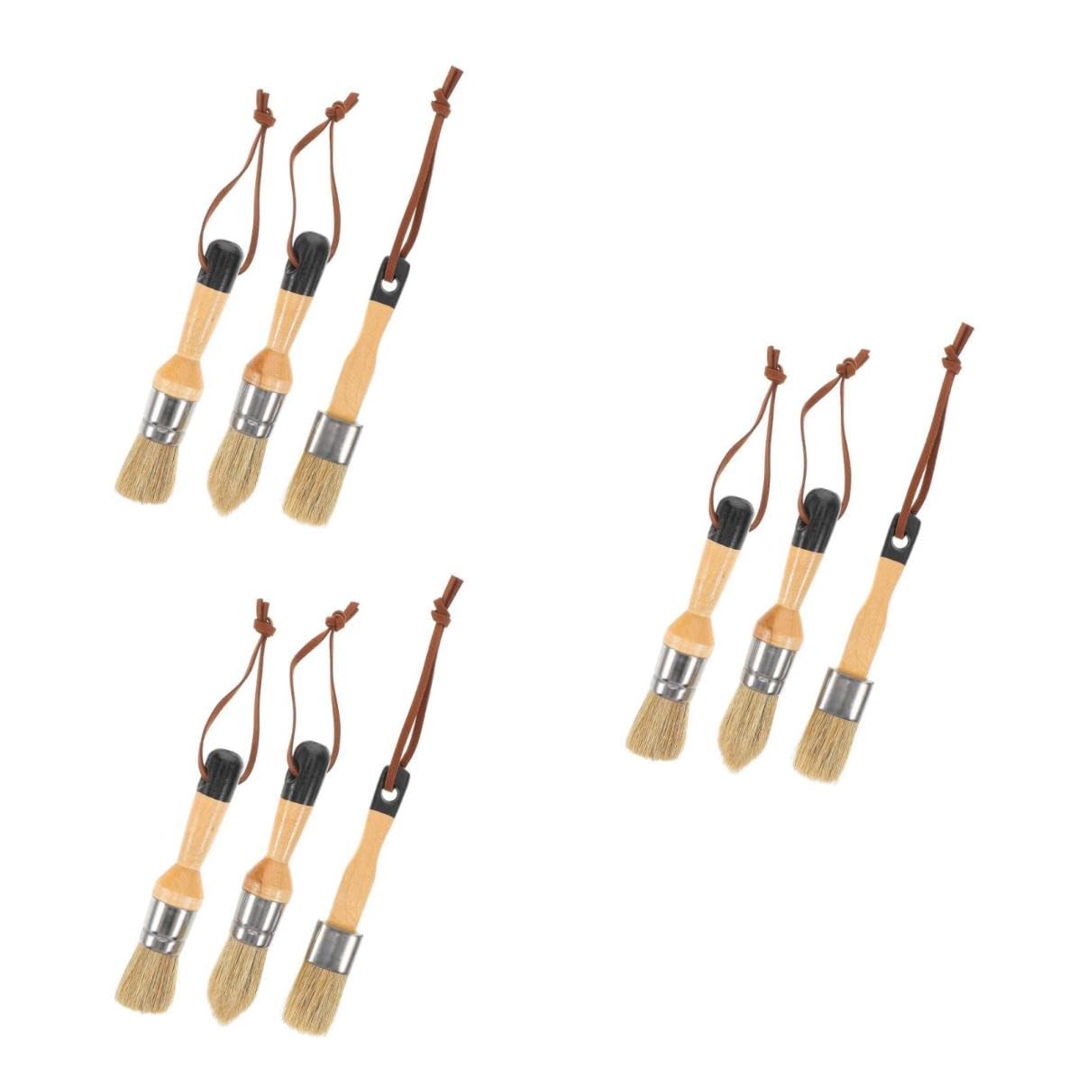 NUOBESTY 3 Series Juego De Pincel De Cera Equipo Cuadro Redondo Tiza Artesanía Mate Interior Pinceles Oscuro Mancha Casa Pintar Pincel Ergonómico De Madera 3 Piezas*3