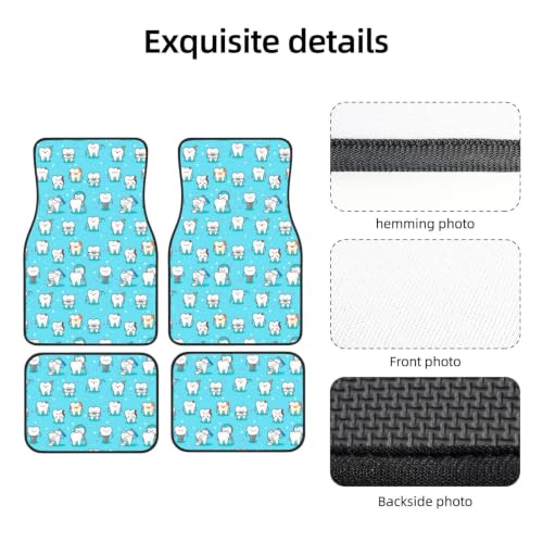 Alfombrillas de coche con diseño dental juego de 4 piezas antideslizantes 3