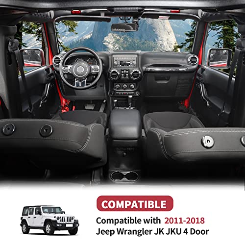 Sqqp 18Pcs Full Set Interior Trim Kit For Jeep Wrangler Jk Jku 2011-2018 4 Door,Center Console Steering Wheel Trim, Door Handle Air Conditioning Vent Cup Holder Gear Cover Trim (Chrome) #TOP5