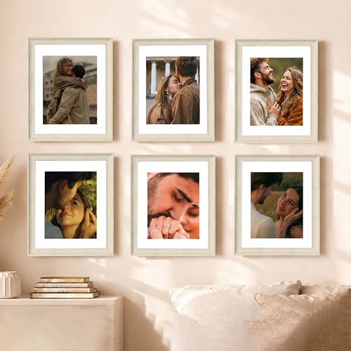 Image of Art Street Wooden Photo Frame for living room, Aesthetic Cave Design Photo Frames for Photograph, Art Work, Certificates Set of 6 (11x14 Inch, Brown)