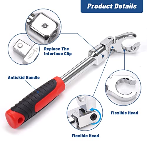 Lrvezsy 17-Piece Flare Nut Crows Foot Flare Nut Wrench Set,Line Metric And Standard Sets,Flare Jumbo Thin Crowfoot Open End Angle Stubby Saesmall Brake Line Wrench Set Flex Head[10-19 ] Cr-V Steel #TOP2