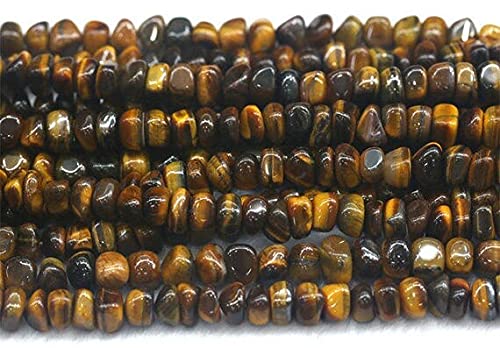 Pépites de perles œil de tigre jaune naturel LKBEADS 6x9mm aux reflets chatoyants uniques