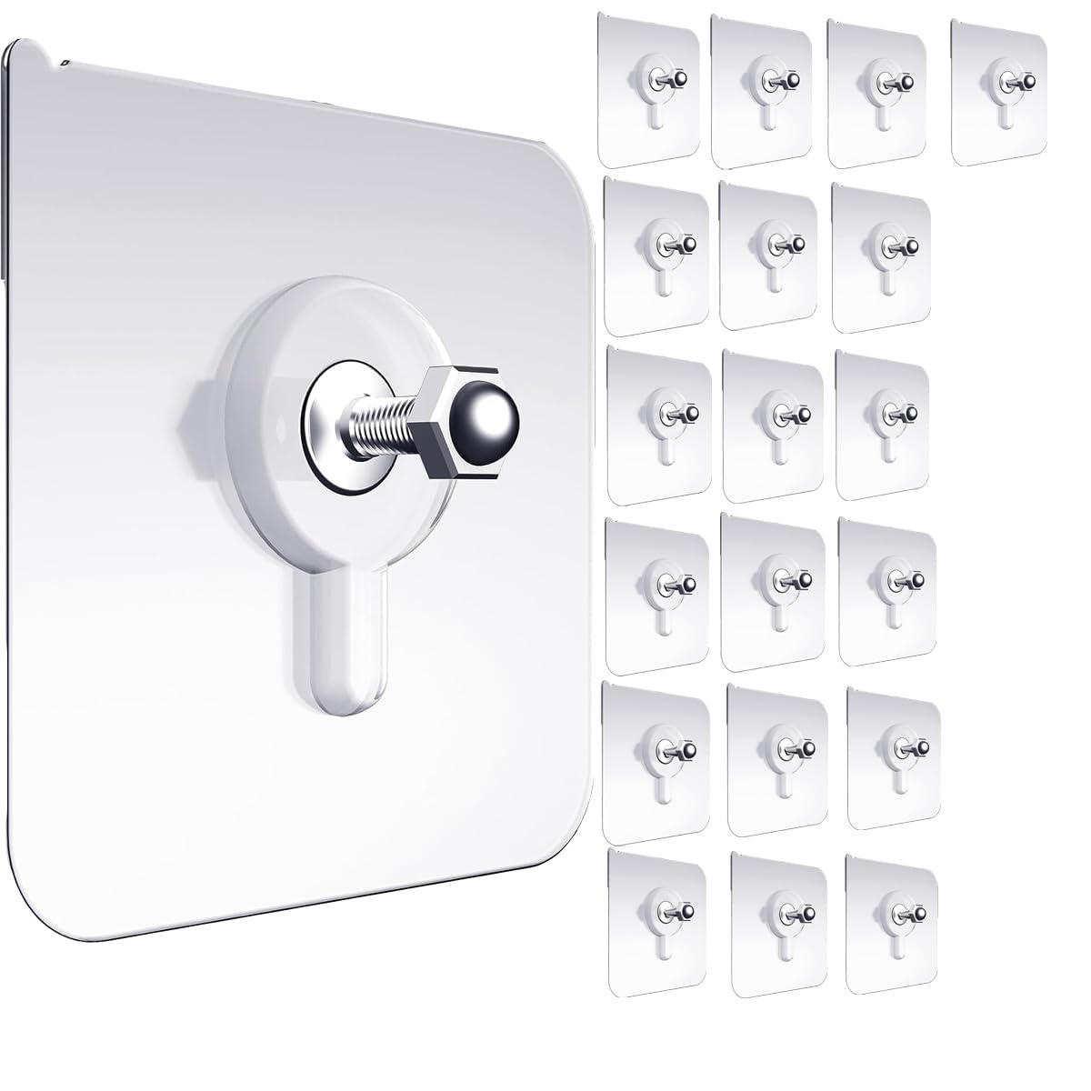 MOBDESK Wall Hook,Super Screw for Wall Stainless Steel, PVC, Abs Nail Free, Non-Trace No Drilling Sticking Hooks, Screws Hook, Adhesive Nails Wall, Hooks Without Drilling,Hook Hanging-20Pack(A-233)