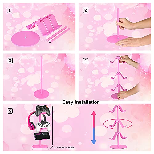 KELJUN Suporte para controle rosa, suporte para fone de ouvido, suporte para fone de ouvido multiaju