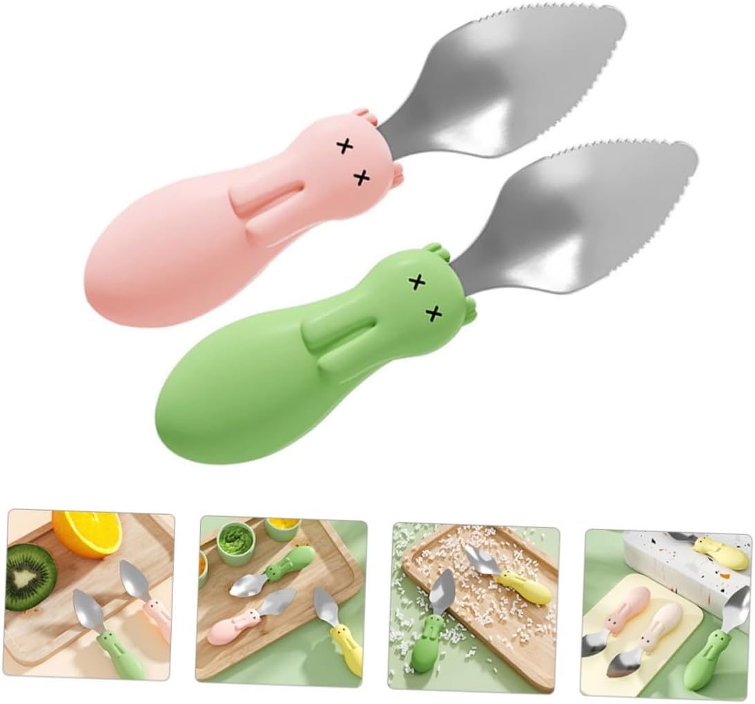 2Pcs Fruit Scrapping Spoons and Safe Feeding Utensils for Home and Outdoor Use