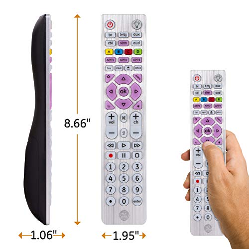 Ge 6-Device Backlit Universal Remote Control For Samsung, Vizio, Lg, Sony, Sharp, Roku, Apple Tv, Smart Tvs, Streaming Players, Blu-Ray, Dvd, Master Volume Control, Silver, 37038 #TOP3