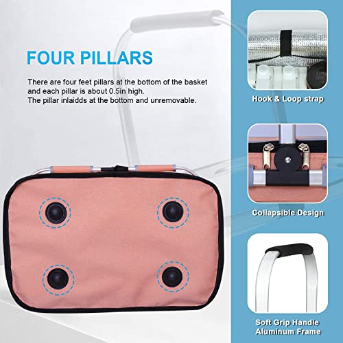 LIQINGG 35L wasserdichte Kühltasche Einkaufskorb Große isolierte Kühlkorb Lunchtasche Thermotasche für Büro Camping Picknick Reisen Seitenstütze Aufrecht Halten Zusammenklappbar(Patentschutz)