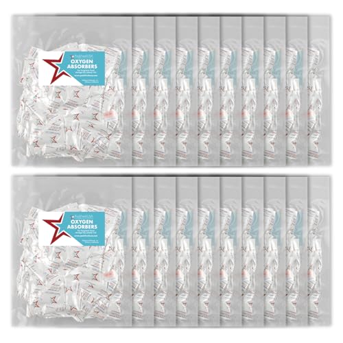 PackFreshUSA: 1000 Pack - 500cc Oxygen Absorber Packs - Food Grade - Non-Toxic - Food Preservation - Long-Term Food Storage Guide Included