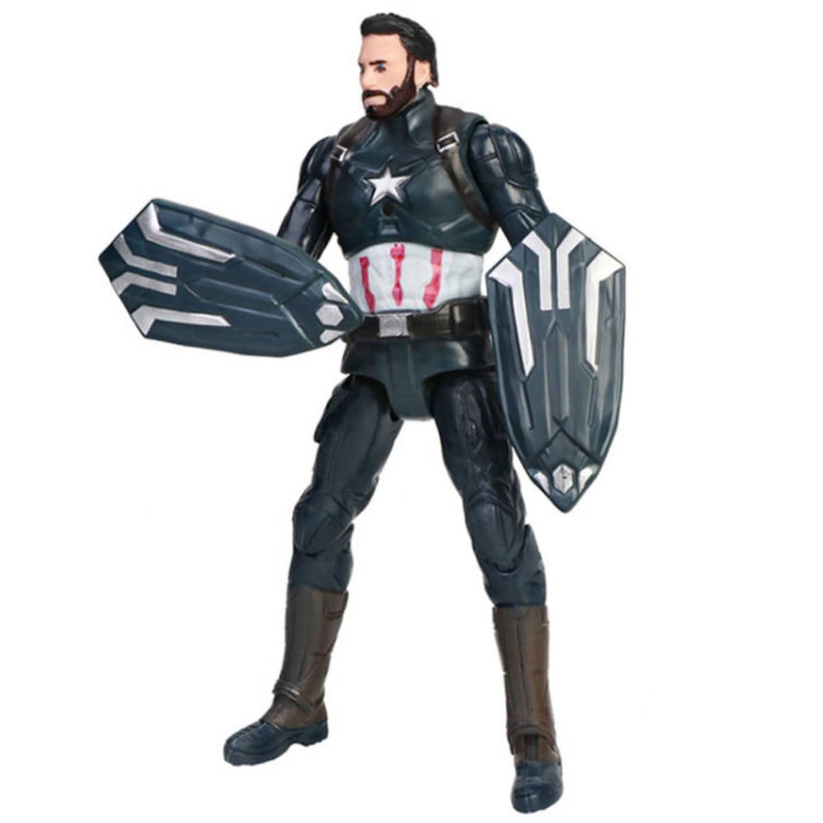 6.27 inch Movie Superhero Action Figures Toys Characters Perfect for Themed Parties for Kids Ages 3 and Up (16cm Double Shield Steve Rogers)