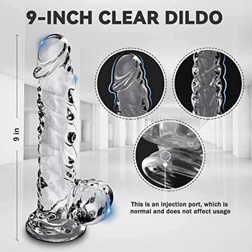 Clear Dildo 9 Inch G Spot Monster Dildo For Women With Soft Material And Strong Suction Cup For Hands-Free Play, Realistic Dildo Sex Toys For Women,Adult Toys For Beginner And Couple #TOP2