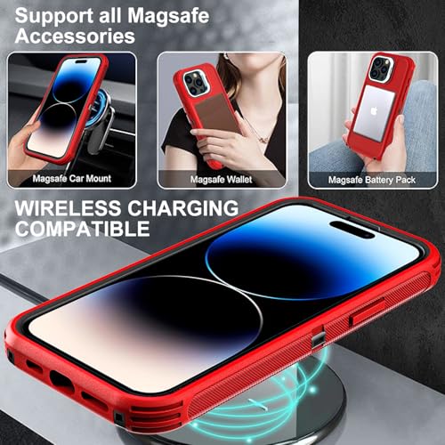 Coque iPhone 14 Pro Max de qualité militaire antichoc rouge noire
