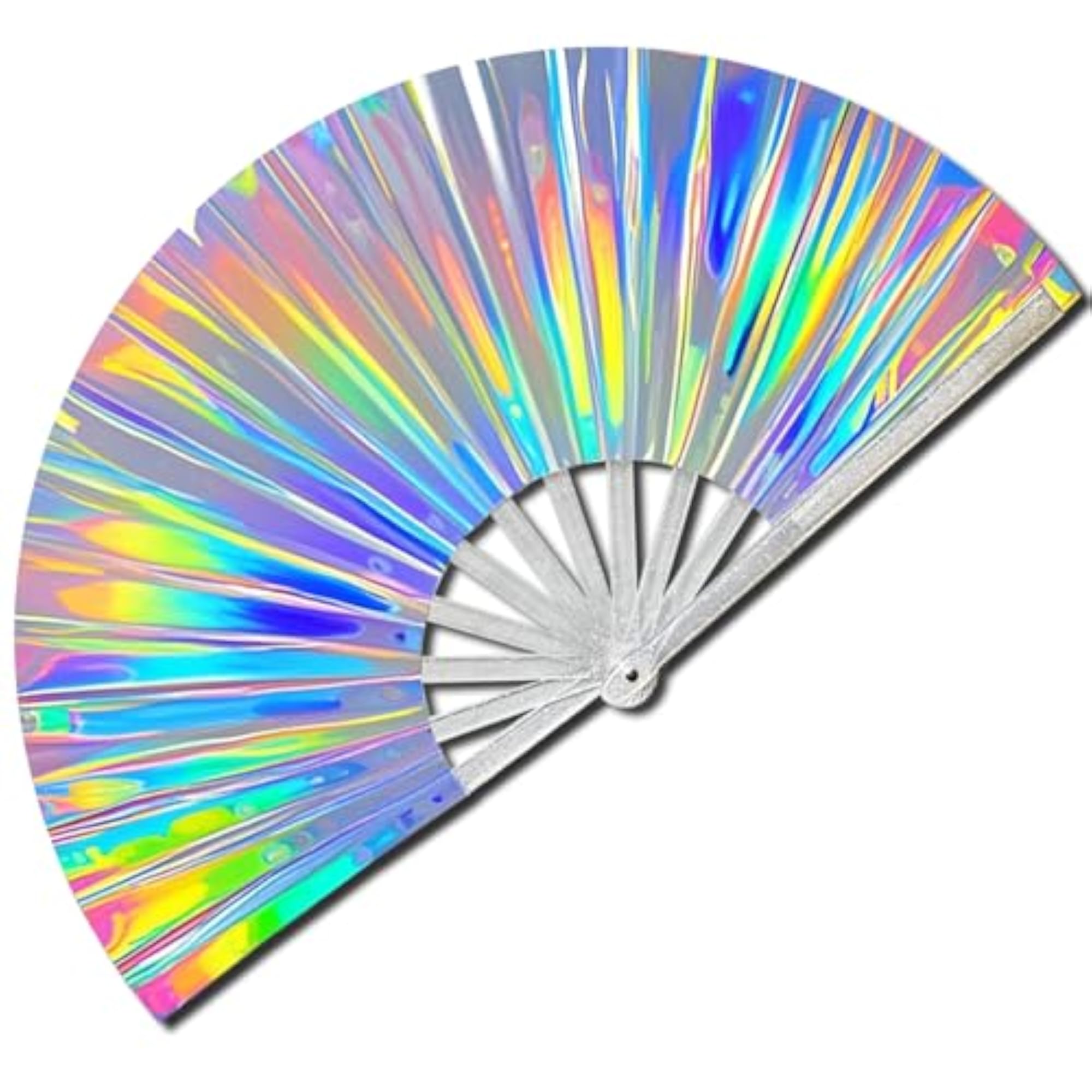 Large Folding Hand Rave Fan, Holographic Design