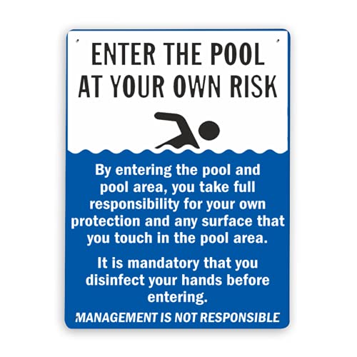 3130 Beware Danger Safety Sign,Pool Rules Sign Enter The Pool At Your Risk ��ɓ���O�Ɏ�����ł��邱�Ƃ͕K�{�ł��A�x�����^���u���L�Ŕ� 8x12�C���`