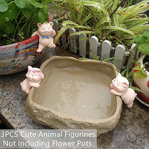 Ebrima Set Of 3 Cute Animal Figurines Planter Pot Hanger Decorations, Resin Hanging Climbing Pig/Rabbit/Frog Sculpture Outdoor Statues Ornaments For Flower Pot Garden Decor (3 Pigs) #TOP1