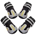 BINGPET Dog Boots Waterproof Reflective Pet Shoes for Medium to Large Dogs Anti-Slip Paw Protectors with Adjustable Straps 4 Pcs