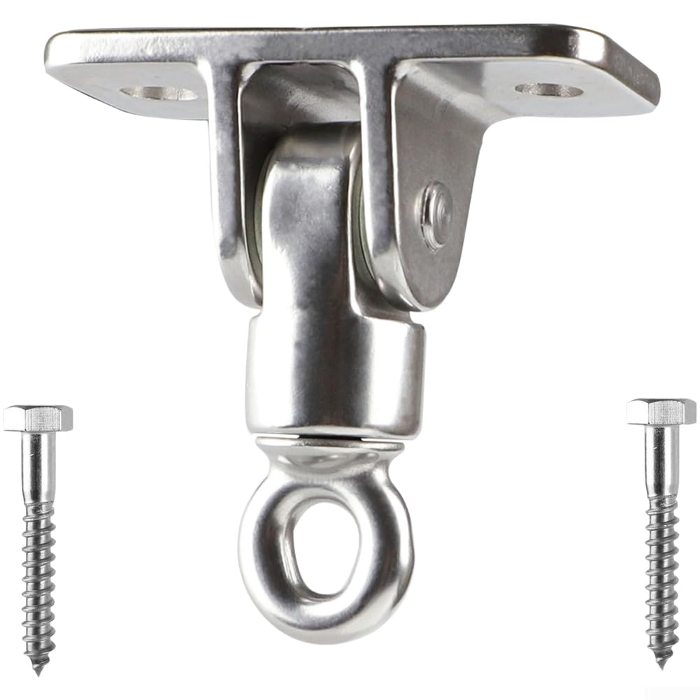304 Edelstahl-Schaukelaufhänger-Haken, drehbarer Plattenring, strapazierfähig, für Garten, Terrasse, Wohnmobil, 0,65 t Belastung