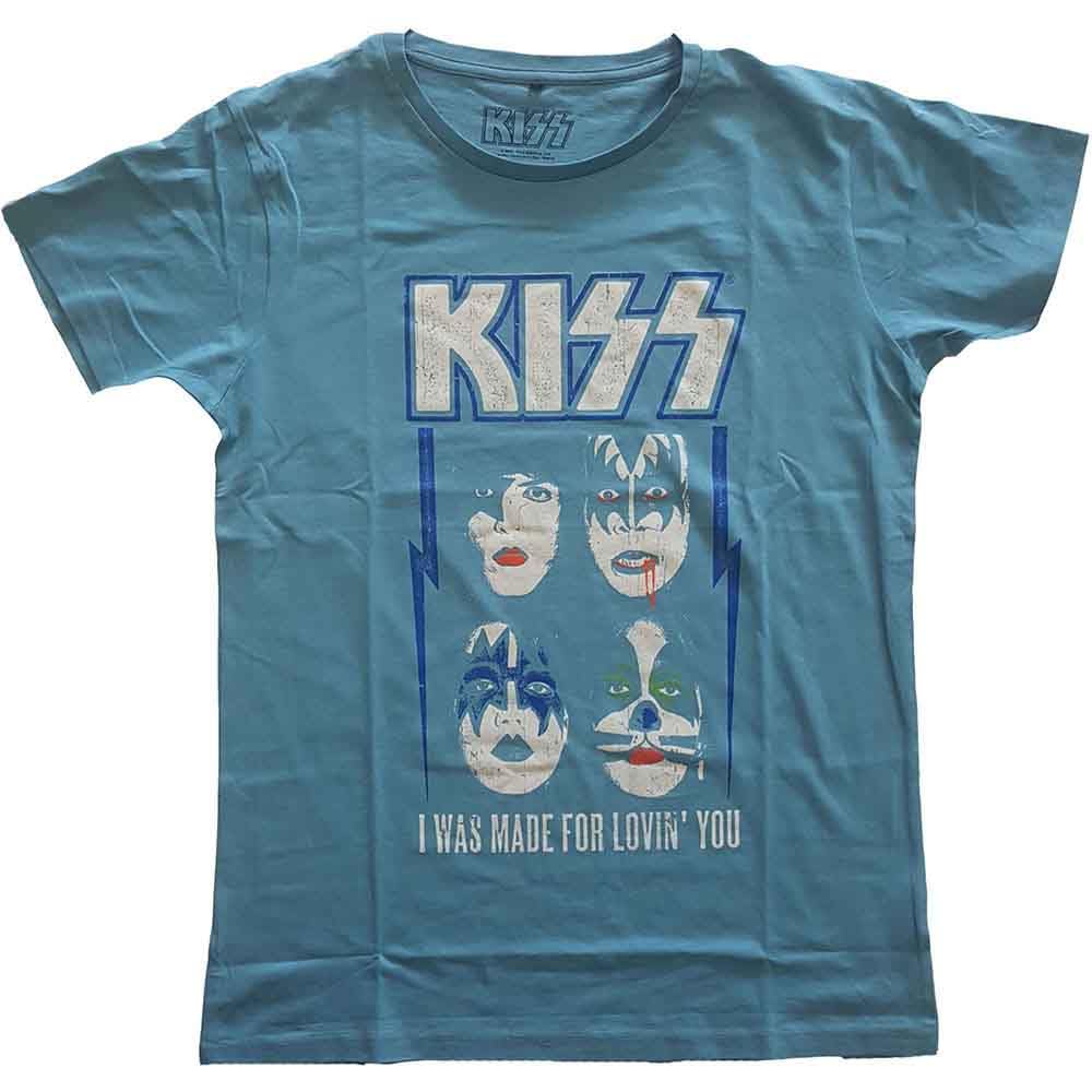 KISS T Shirt Made for Lovin Band Logo Official Mens Blue M